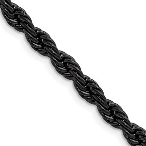 Chisel Stainless Steel Polished Black IP-plated 5mm 22" Rope Chain Necklace - 1 of 4