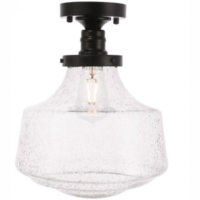 Elegant Lighting Lyle 1 light Black and Clear seeded glass Flush mount