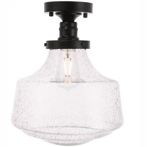 Elegant Lighting Lyle 1 light Black and Clear seeded glass Flush mount - 1 of 4