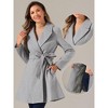 Allegra K Women's Elegant Notched Collar Single Belted Winter Long Coat - 2 of 4
