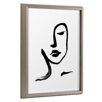 16" x 20" Blake Face Line Print by Viola Kreczmer Framed Printed Glass Gray - Kate & Laurel All Things Decor