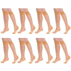 8 Pairs Sheer Knee High Socks for Women 15 Denier with Stay-Up Band One Size - 1 of 1
