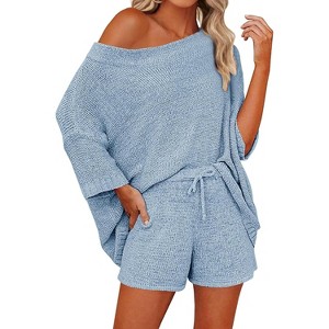 Imily Bela Women's Two Piece Sweater Set Off Shoulder Top and Shorts - 1 of 4
