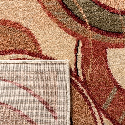 Ivory and Multicolor Geometric Circles Rectangular Area Rug