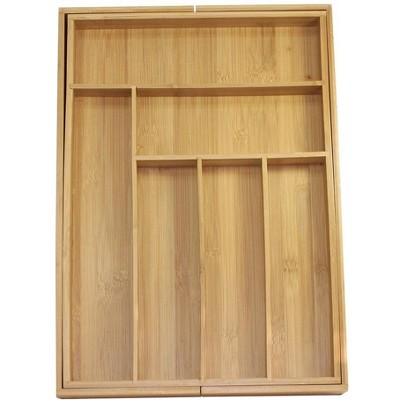 Natural Bamboo Expandable Drawer Organizer Set with Utensils