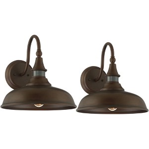 John Timberland Gough Rustic Farmhouse Outdoor Barn Light Fixtures Set of 2 Bronze Dusk To Dawn Motion Sensor Dark Sky 12 1/2" for Post Exterior Deck - 1 of 4