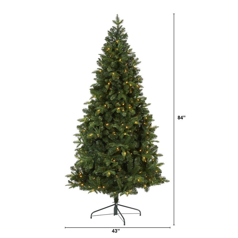 7ft Nearly Natural Pre-Lit LED Grand Teton Spruce Flat Back Artificial Christmas Tree Clear Lights, 3 of 12