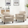 Set of 2 Deionides Tufted Wooden Upholstered Comfy Club Chair For Bedroom And Living Room With Wood Legs  | ARTFUL LIVING DESIGN - image 2 of 4