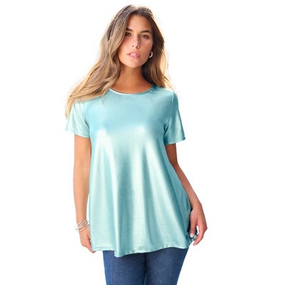 Roaman's Women's Plus Size Metallic Swing Tee
