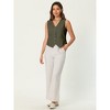 INSPIRE CHIC Women's Linen Sleeveless Button Down V Neck Waistcoat Vest - 3 of 4