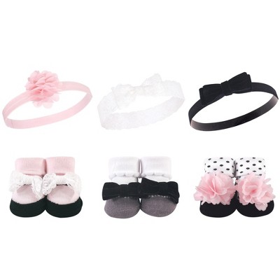 Hudson Baby Infant Girl Headband and Socks Giftset 6pc, Little Lady, One Size