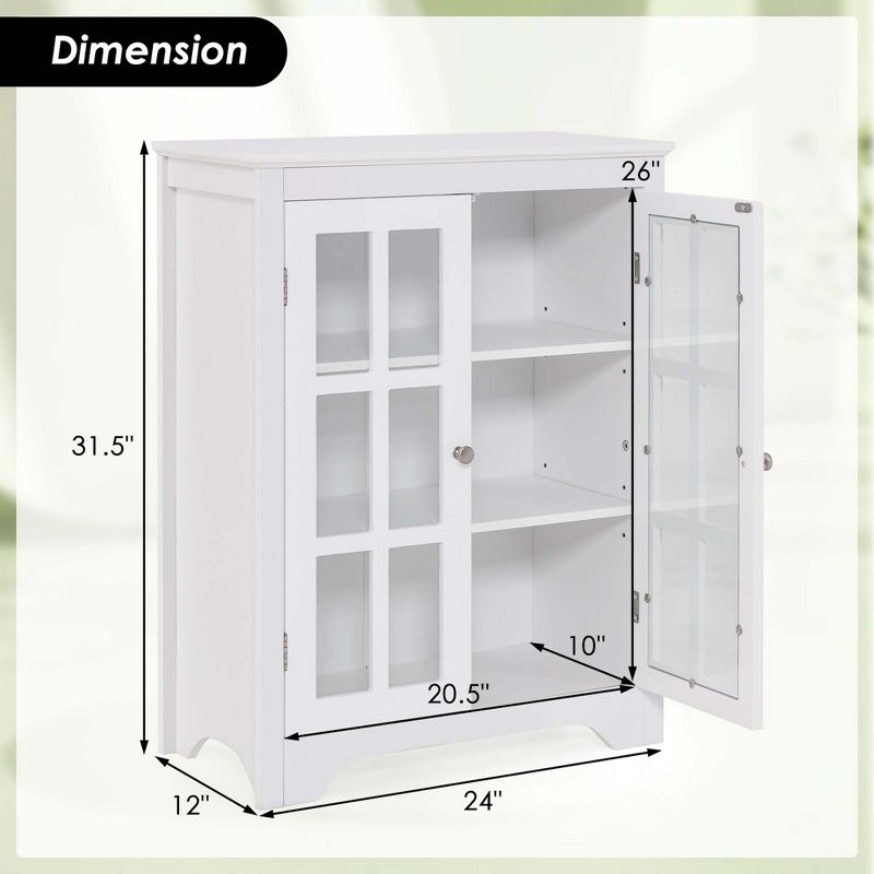 Costway Bathroom Floor Cabinet Display Storage Cabinet with Adjustable Shelves Black/White, 3 of 11