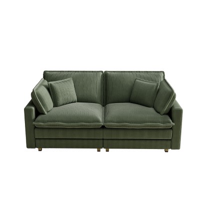 NicBex Modular Corduroy Sectional Sofa,Deep Seat Couch with 4 Pillows for Living Room,Apartment,Office,Green