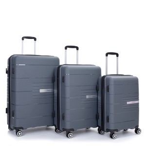 Gulches Hardshell Suitcase Double Spinner Wheels PP Luggage Sets Lightweight Durable Suitcase with TSA Lock,3-Piece Set (20/24/28) , Gray - 1 of 4