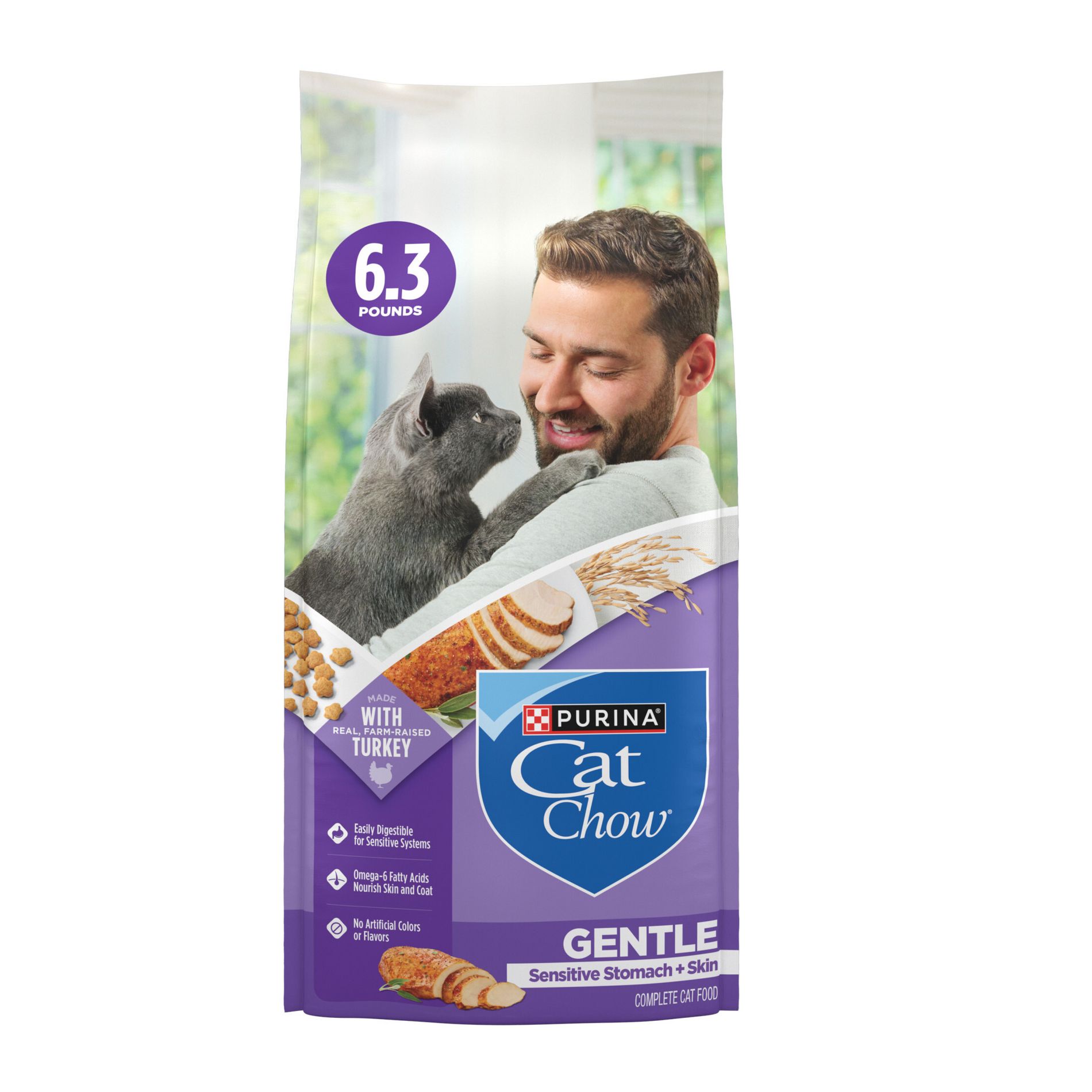 Purina Cat Chow Sensitive Skin and Stomach Turkey Flavor Dry Cat Food - 6.3 lbs