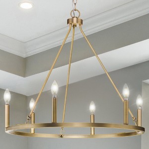 Urban Ambiance Luxury Modern Farmhouse Indoor Chandelier,  24-7/8''H x 27-5/8"W x 27-5/8''D,  Vintage Brass Finish, UHP4601 - 1 of 4