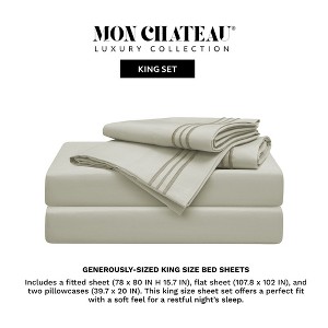 Triple Stripe 4PC Sheet Set - Warm Grey - 1 of 4