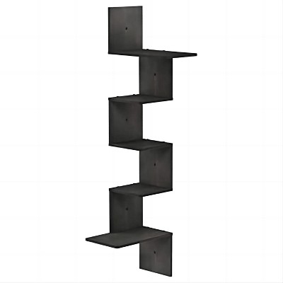 Espresso MDF Modern 5-Tier Floating Wall Shelf