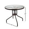 Garden Elements Outdoor Dining Table Patio Furniture, Round Steel Base and Rim with Waterwave Glass Top, Brown 31.5" - 2 of 4