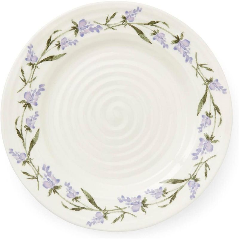 Portmeirion Sophie Conran Lavandula 8-inch Porcelain Salad Plates, Set Of 4, Lavender Sprig Border Design, Microwave And Dishwasher Safe, 5 of 8