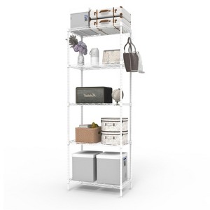 SEVOBAL Utility Storage Shelves 5-Layer Display Rack with Adjustable Layer Spacing, Plug-In Deformable Structure, White, 21.3"*11.4"*59" - 1 of 4