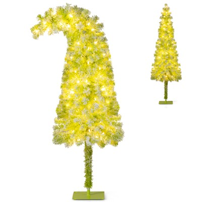 Tangkula Whimsical Christmas Tree Pre-Lit Artificial Holiday Tree w/ Bendable Top