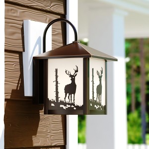 VAXCEL 1 Light Burnished Bronze Rustic Outdoor Wall Lantern Clear Glass, Tree, 12.5 inch - 1 of 4