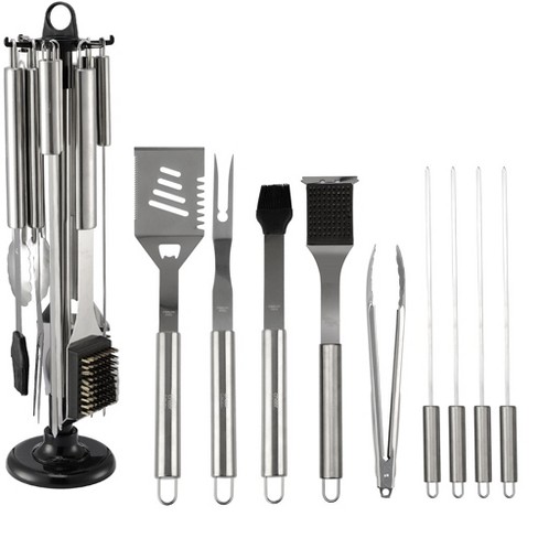 Home-Complete BBQ Grill Tool Set- Stainless Steel Barbecue Grilling Accessories with 7 Utensils and Carrying Case, Includes Spatula, Tongs, Knife
