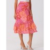 INSPIRE CHIC Women's Chiffon Elastic Waist Ruffle Tiered Flowy Midi Floral Printed Skirts - 2 of 4
