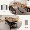 COZONY 63" Extendable Dining Table Set with 2 Upholstered Benches, 3-Piece Kitchen Table for 4-6 People, Brown - 4 of 4