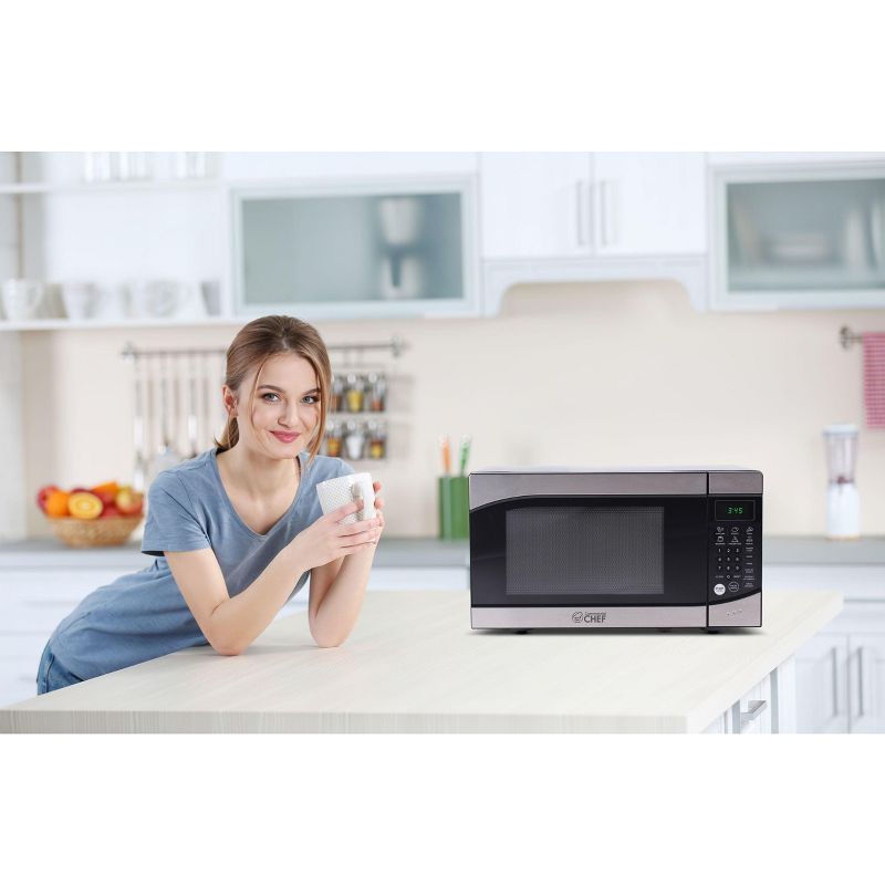 COMMERCIAL CHEF Countertop Microwave 0.9 Cu. Ft. 900W, Black and Stainless Steel, 3 of 8
