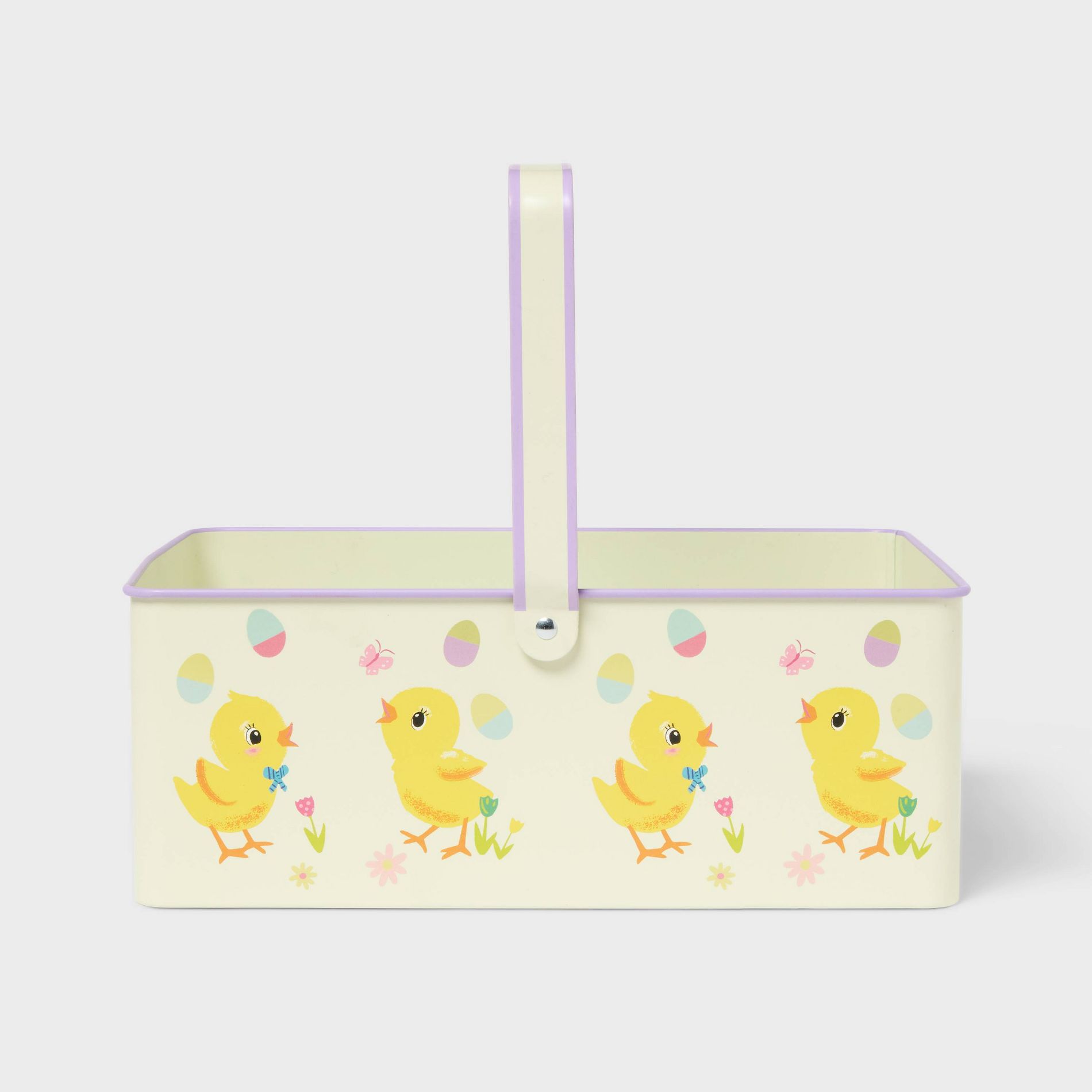 Easter Printed Metal Rectangle Chicks Decorative Basket - Spritz™
