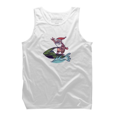 Men's Design By Humans Christmas Cartoon Santa Riding A Jet Ski By rasok Tank Top