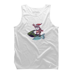 Men's Design By Humans Christmas Cartoon Santa Riding A Jet Ski By rasok Tank Top - 1 of 3