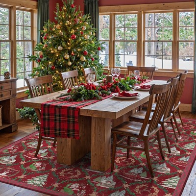 ABYNOW Machine Washable Area Rug – Soft Modern Abstract Carpet for Living Room, Bedroom, and Dining Room, Non-Slip Floor Rug, 8X10FT, CHRISTMAS