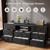 9 Drawer Dresser 63” Long TV Stand for Bedroom Center with Power Outlet & LED Light for 65"-75" TV Black Dresser with Fabric Storage Black - 4 of 4
