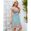 Coolmee Women's Summer Floral Dress V Neck Flutter Sleeve Bohemian Dress Casual Smocked Swing Mini Dress - 4 of 4