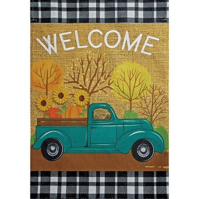 Autumn Pickup Truck Burlap Fall Garden Flag 18" x 12.5" Briarwood Lane