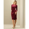Hobemty Women's Cut Out Crew Neck Long Sleeve Velvet Party Sheath Dresses - 3 of 4