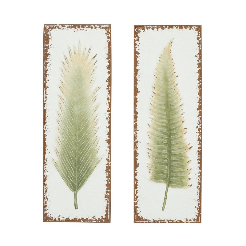 Metal Leaf Wall Decor Set of 2 White - Olivia &#38; May, 1 of 8