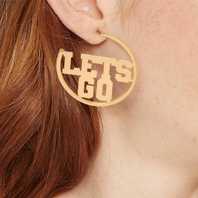 Let's Go Game Day Hoop Earrings - Universal Thread Gold - image 2