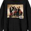 Boy Meets World Topanga, Cory, Shawn, and Eric on Motorcycle Adult Black Crew Neck Sweatshrit - 2 of 3