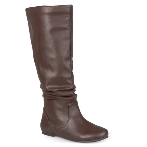 Journee Collection Womens Jayne Round Toe Riding Boots Brown 6 : Target