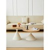 2-Piece Modern Round Coffee Table Set with Brown Wood Veneer Top and White Metal Cone Base for Living Room-Baofuwish - 3 of 4