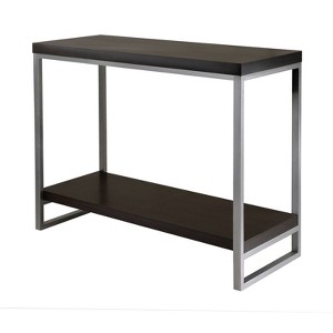 Jared Console Table, Enamel Steel Tube - Dark Espresso - Winsome: Entryway Accent, Bottom Shelf Storage - 1 of 4