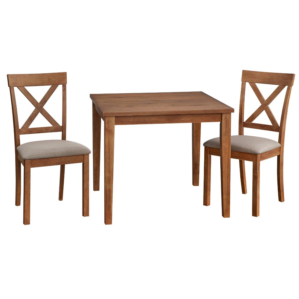Photos - Dining Table 3pc Halsted Square Dining Set Driftwood - Buylateral