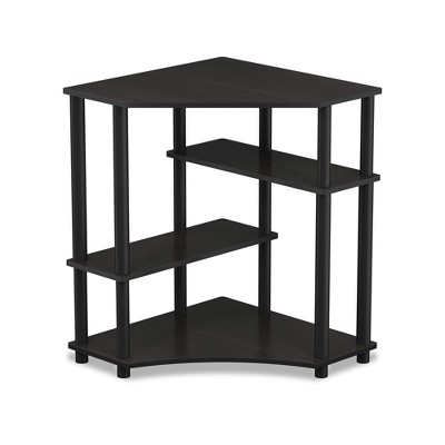 Espresso and Black Wood Corner Computer Desk with Shelves