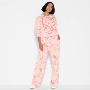 Women's Hello Kitty Fleece Graphic Pullover Sweatshirt - Pink - 1 of 3