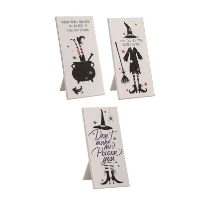 Transpac MDF Witchy Home Decor Sign Set of 3 Halloween Home Decorations