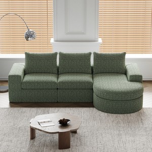 GDFStudio Godwin Modern 99" Chenille Upholstered L-Shaped 3-Seat Sectional Sofa with Curved Chaise - 1 of 4